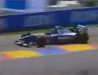 Mansell pulls in front of his pit, preparing to engage reverse